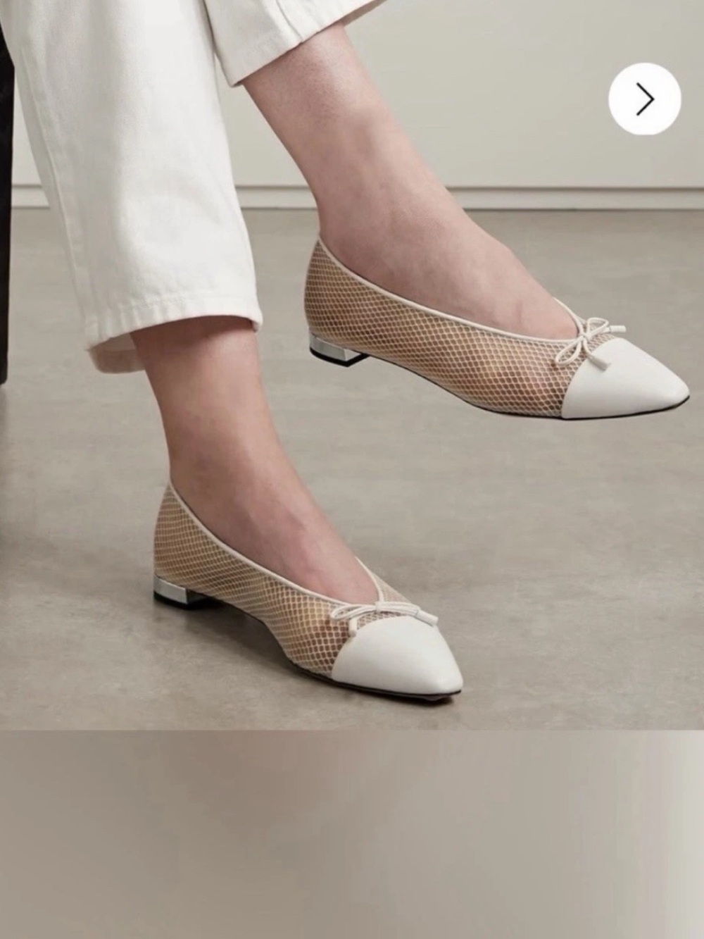 Aquazzura Gioia Mesh Cap Toe Flat Ballet Shoes White Mesh/Nappa Leather 40 $760